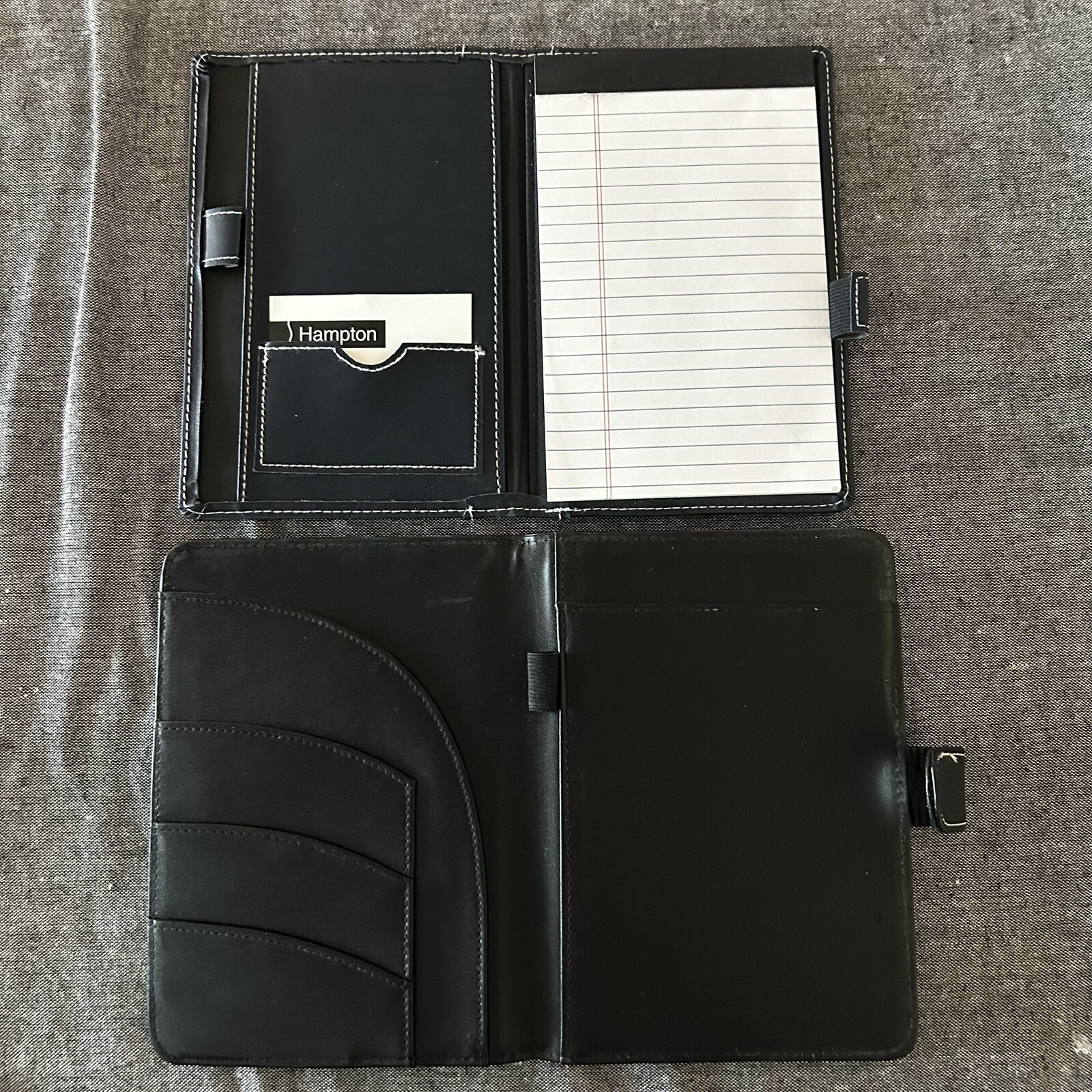 2 Black Portfolios Faux Leather Citi logo Small notepad and pen holder