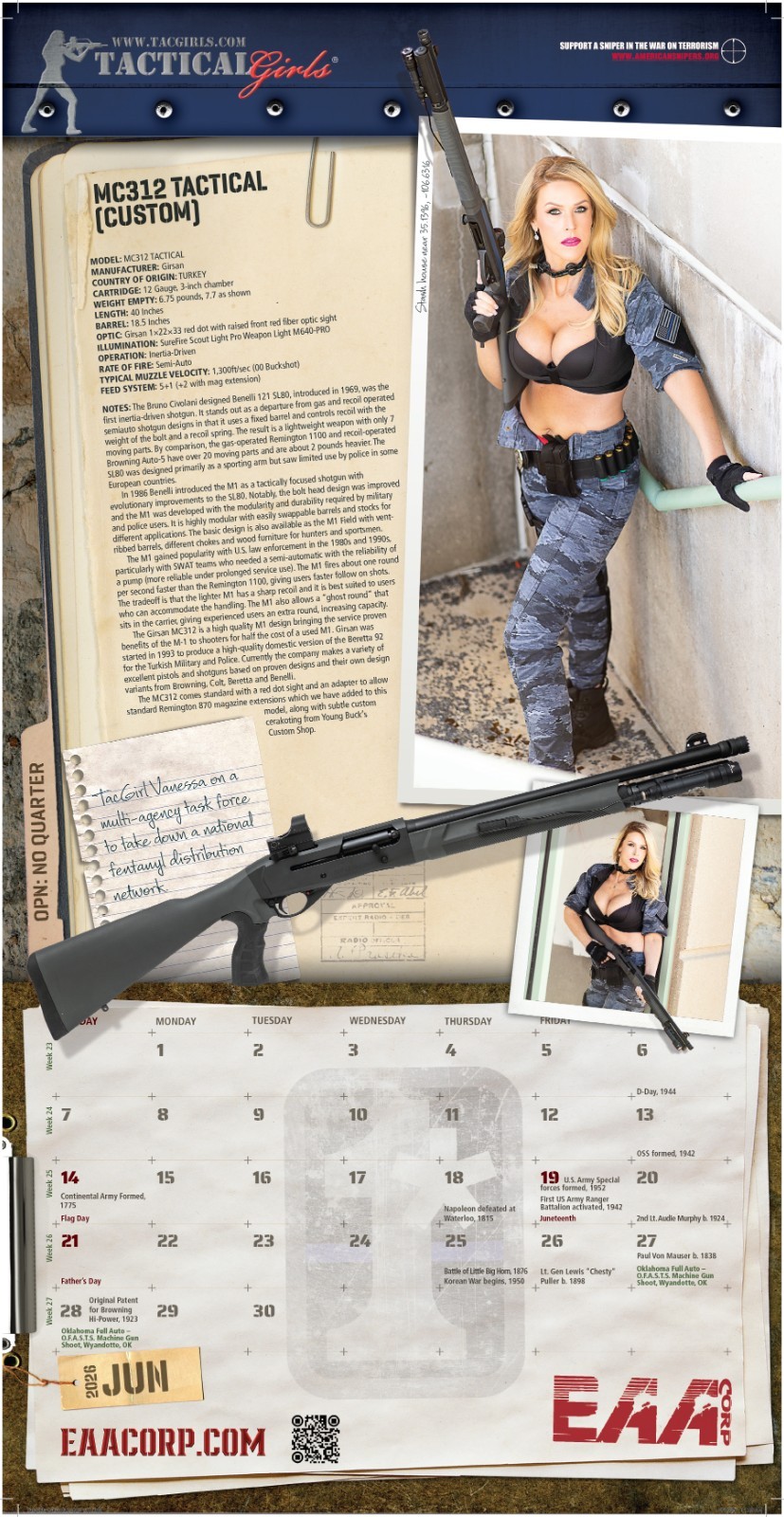 Tactical Girls 2026 Wall Calendar military gift for him airsoft