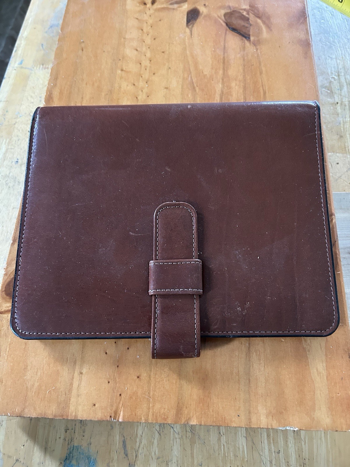 Day-Timer® Leather Planner Padfolio Open Style Dark Tan Organizer Caramel Brown