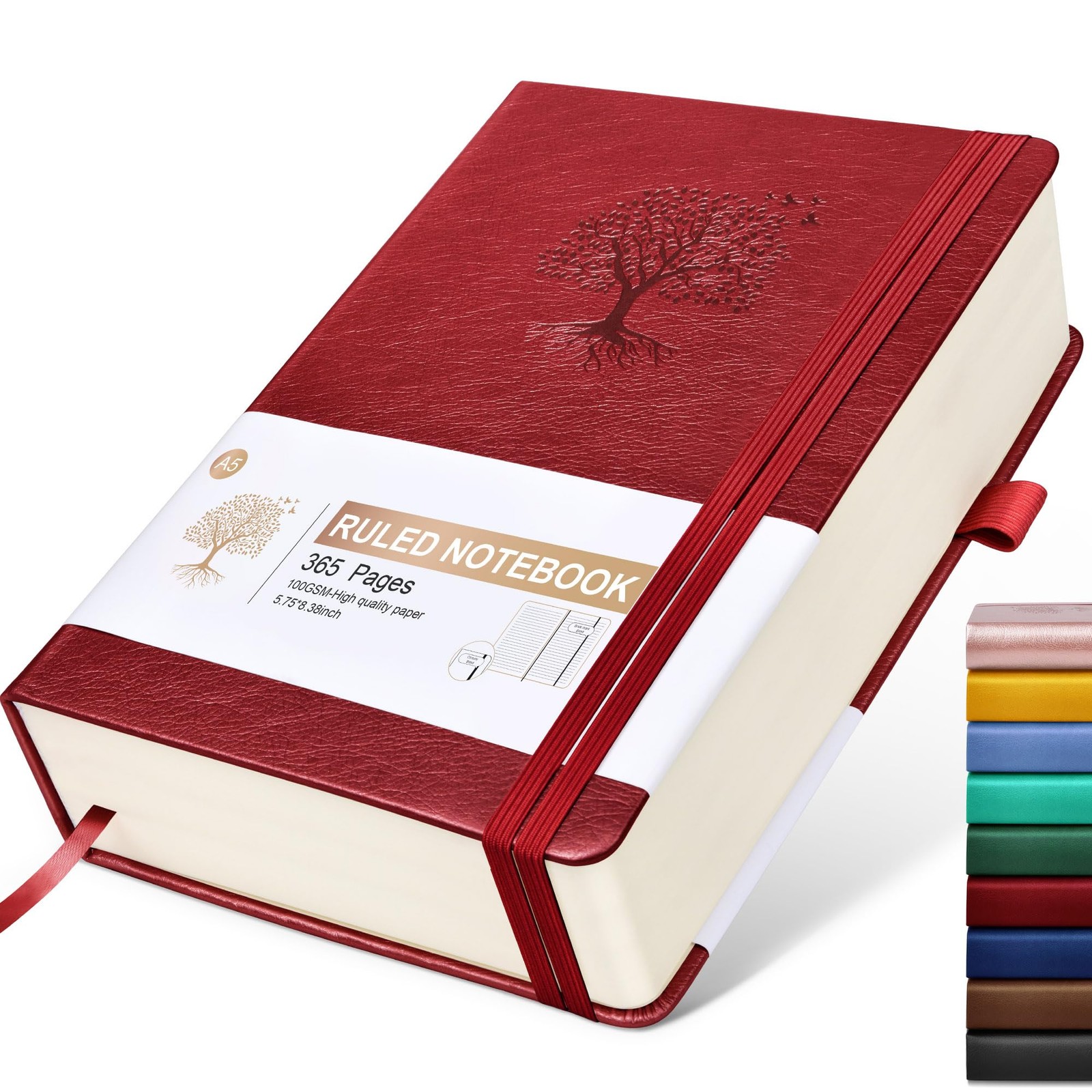 Lined Journal Notebook -365 Pages A5 Thick Journals for Lined, Wine