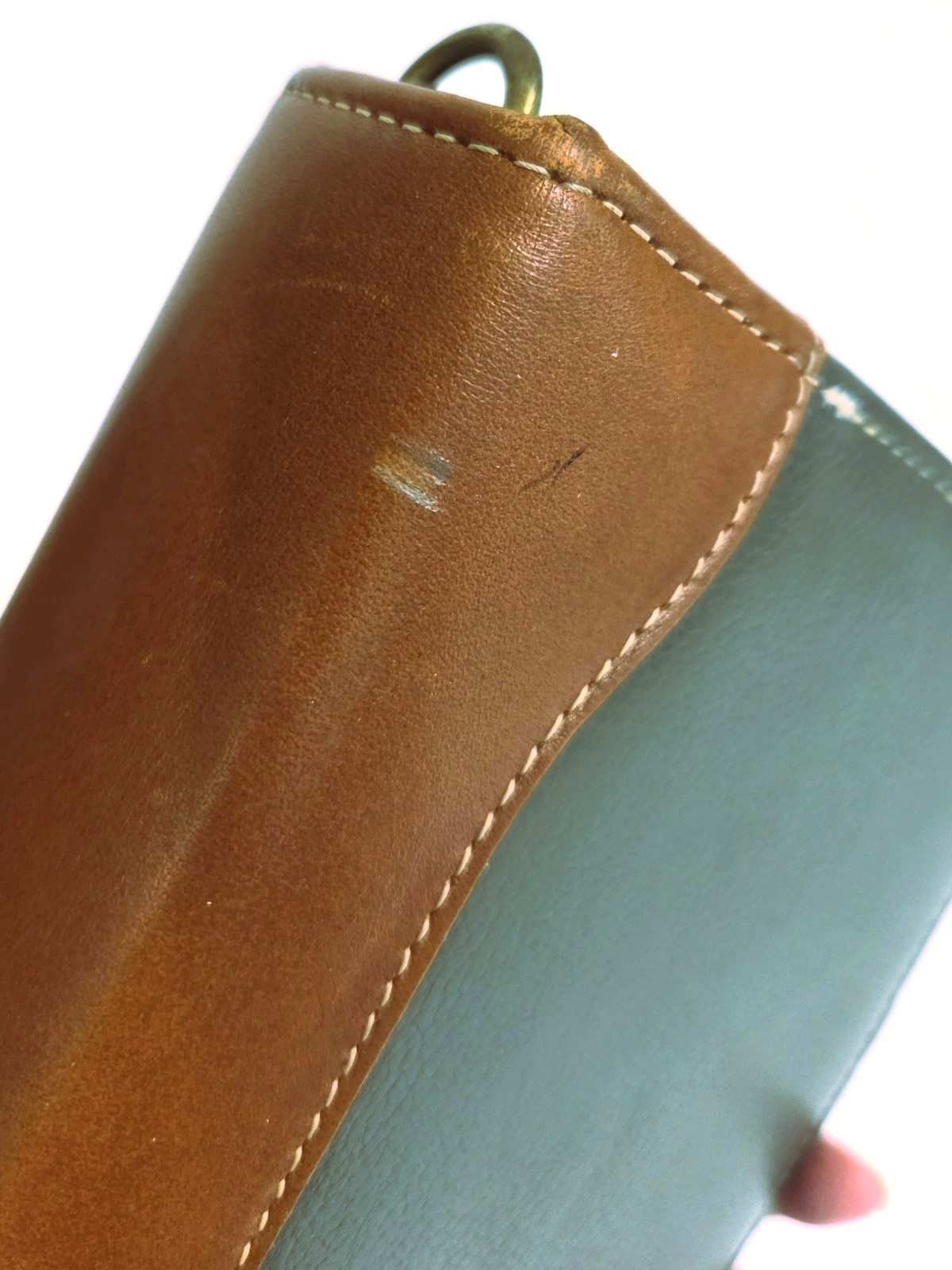 Franklin Quest Planner Organizer 8.5×6.5″ 6 Ring Leather Green/Brown