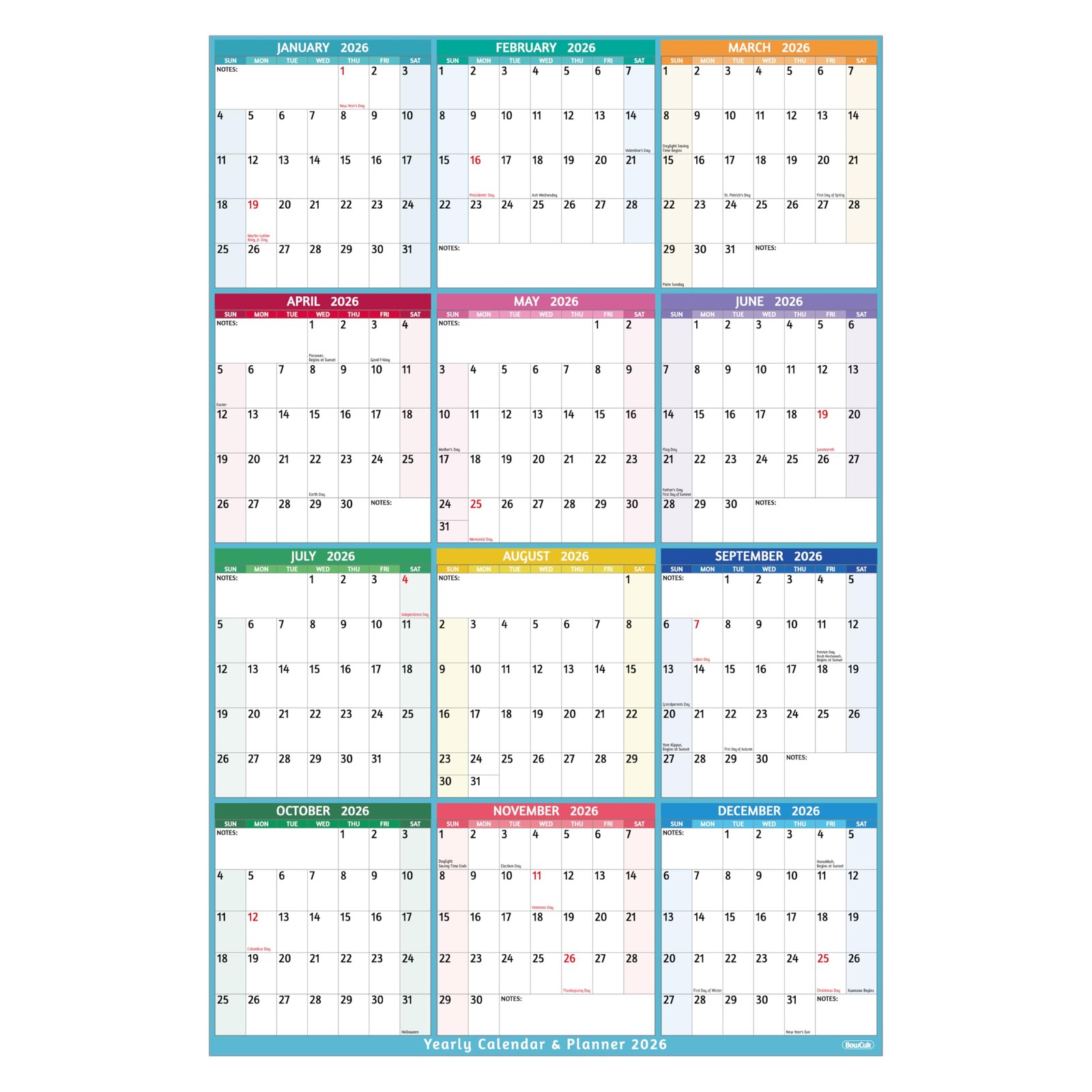 2026 Yearly Wall Calendar – Large 2026 Vetical, Jan 2026 -…