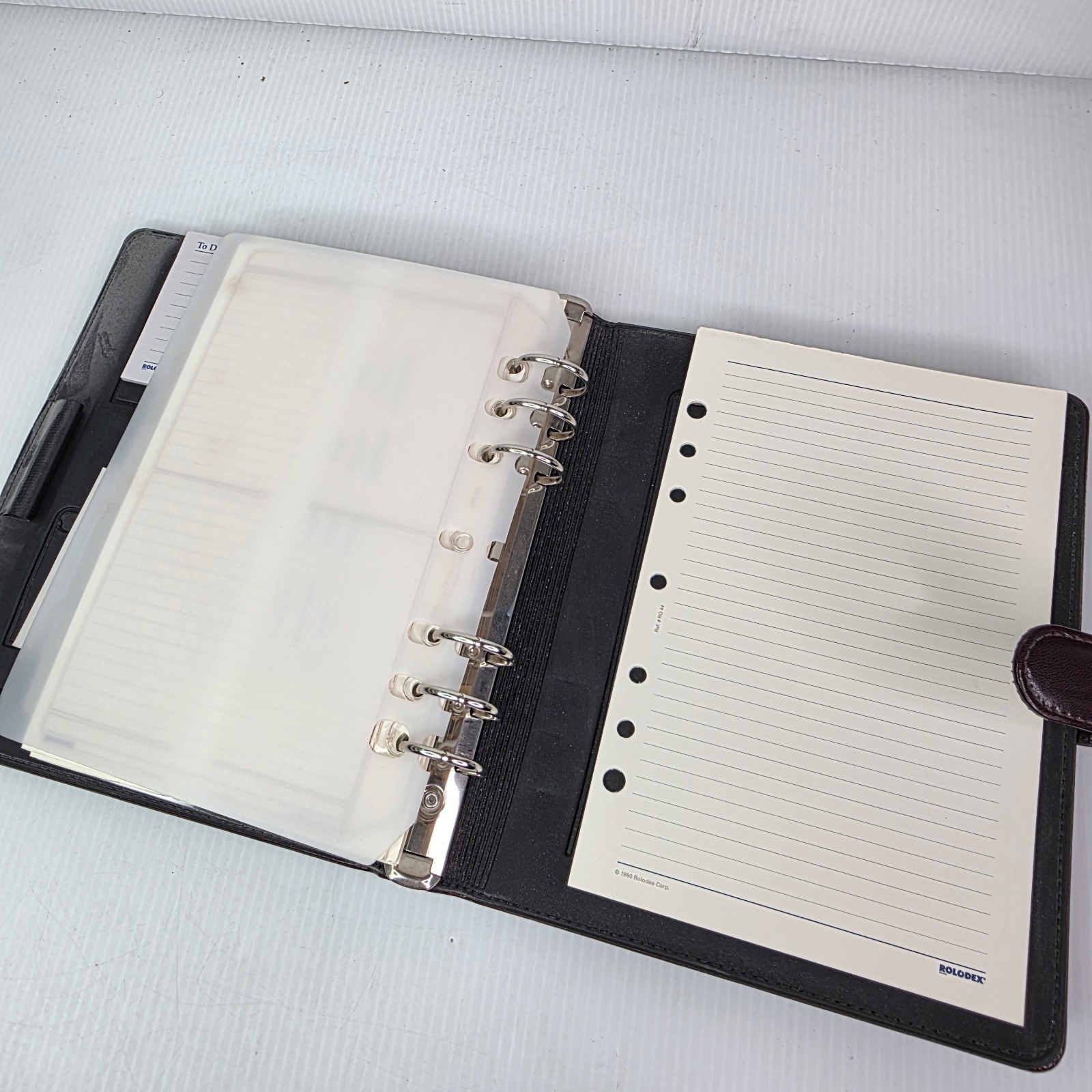Vintage Rolodex Personal Organizer 8.5×6.5 Faux Leather 6 Ring Burgundy Snap