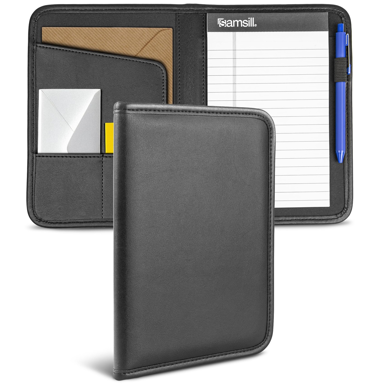 Professional Padfolio, Faux-Leather Mini Portfolio, with 5 x 8 Writing Pad, B