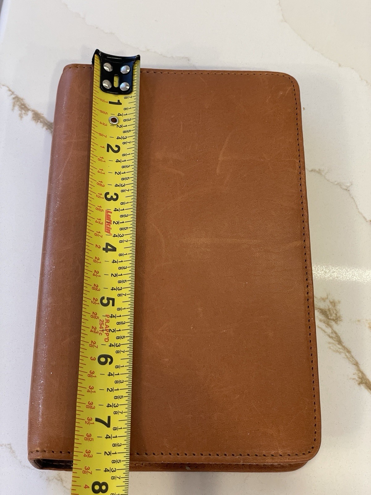 Vtg Rolodex Planner Brown Leather R0320 Calendar Address Tabs Pockets 1996 7.5″