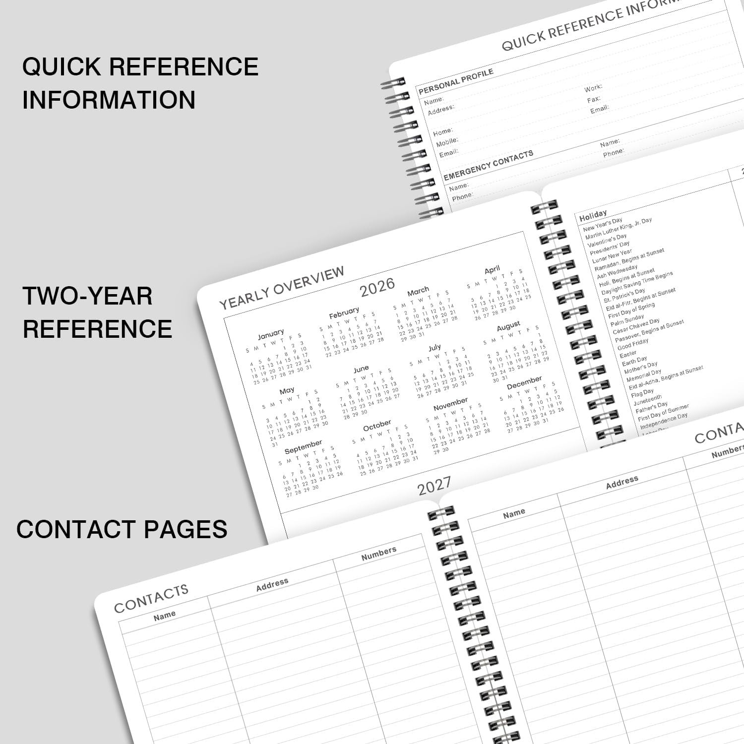 Stylish 2026 Planner – 8″x10″, Waterproof Cover & Comprehensive Monthly Planning