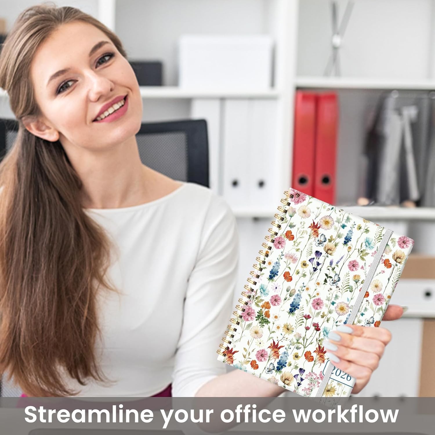 2026 Weekly and Monthly Planner Hardcover Spiral Bound Wildflowers 6.3″ x 8.5″