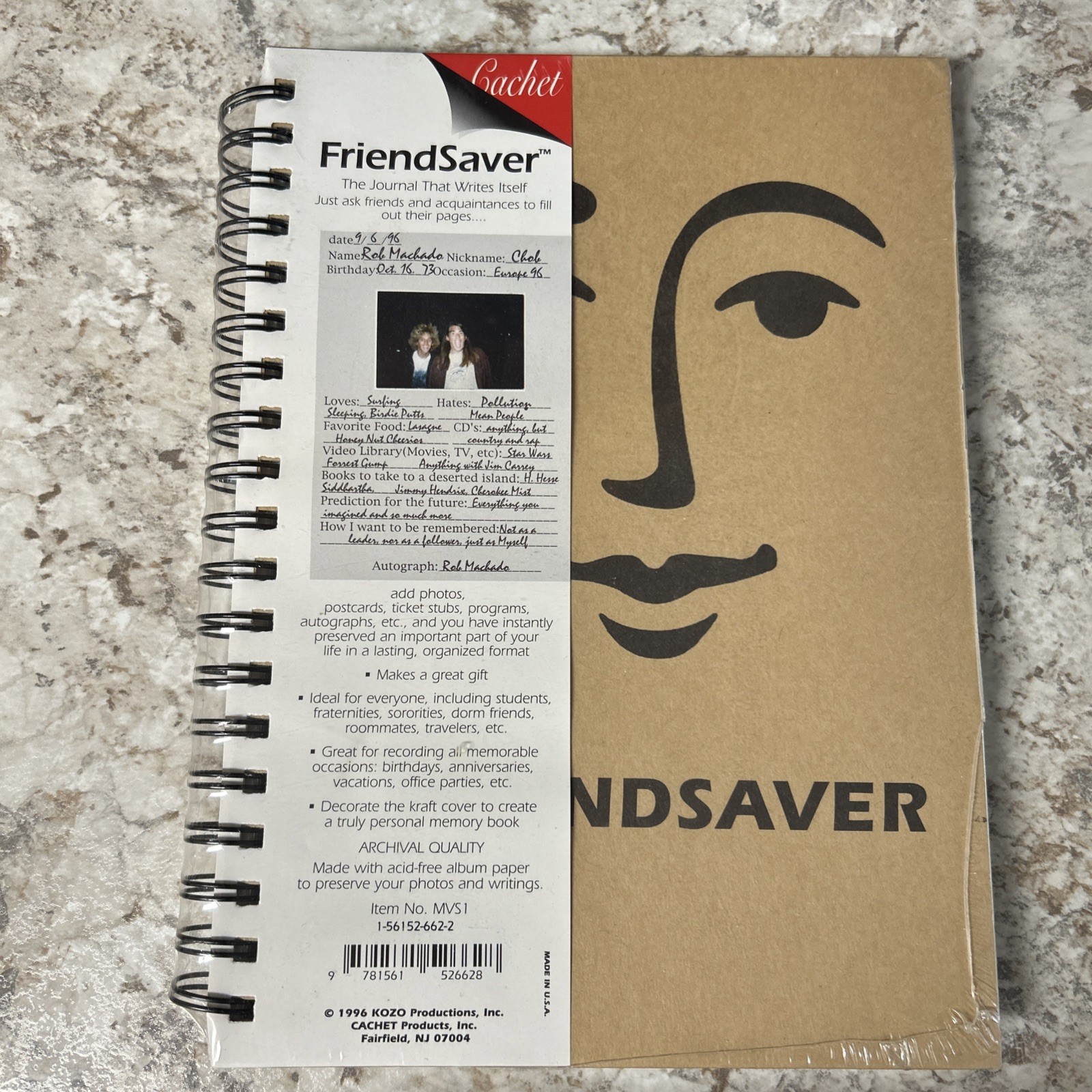 Cachet FriendSaver Journal That Writes Itself Sealed 1996 Memory Autograph Book