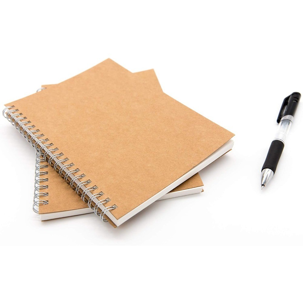 Soft Cover Spiral Notebook 2-Pack, Blank Sketchbook Journal, Unlined Wire Bound