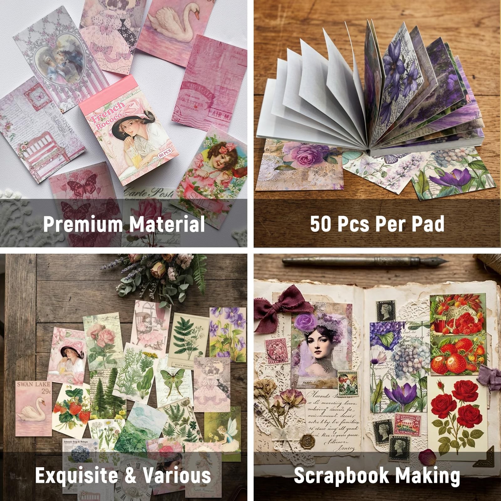 Vintage Washi Sticker Book, 300 PCS Color Stickers Book