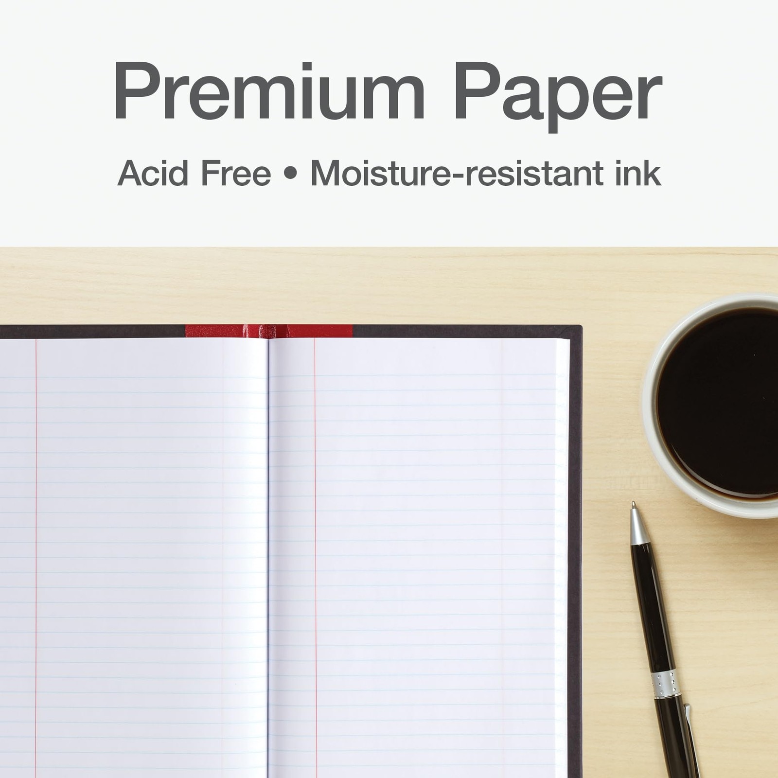 Record Account Book 5.25×7.875in 144 Pages Black Red Office Ledger Book