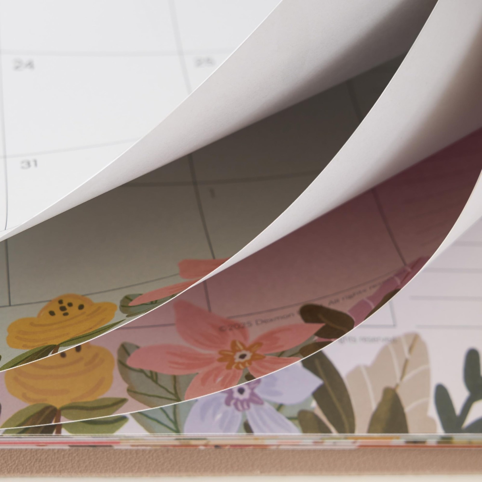 Cabbrix Desk Calendar 2026 with Desktop Mat, Floral Pad