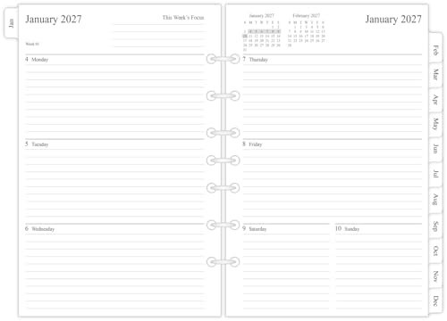 2027 Weekly Monthly Planner Refill 5.5×8.5 Half Letter 7-Hole Mini Binder Jan