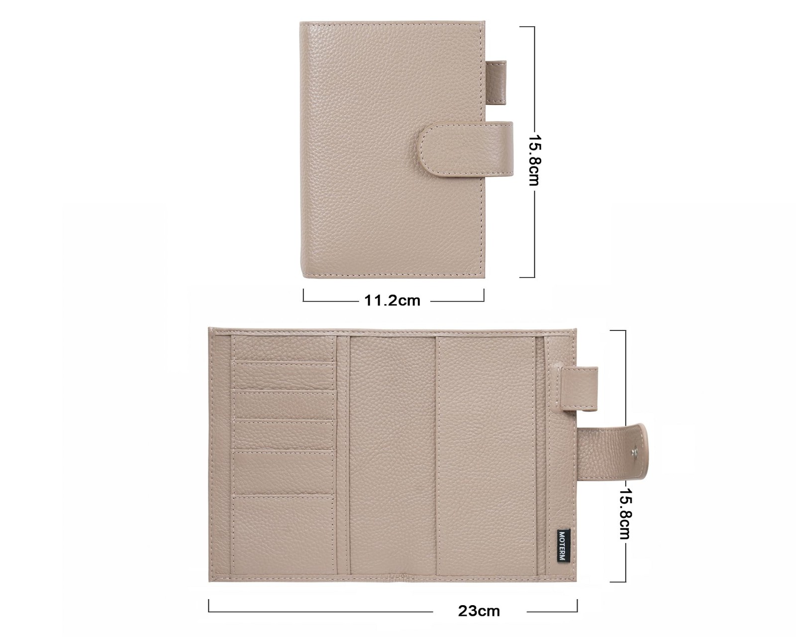 Moterm Leather Cover for Moleskine Pocket – Fits Pocket, Pebbled-taupe