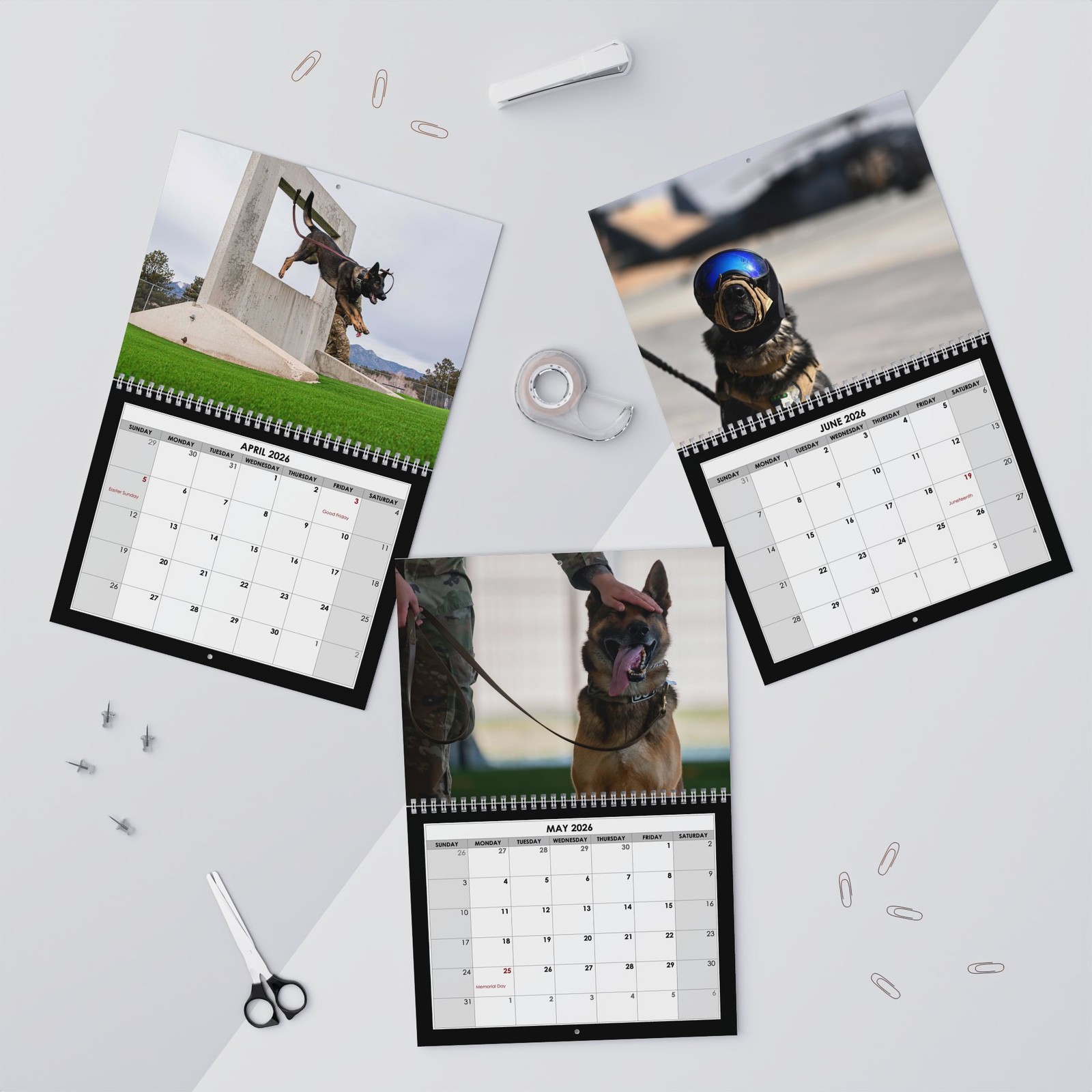 Military Dogs Wall Calendar 2026, Dog Lover Gift, K9 Calendar