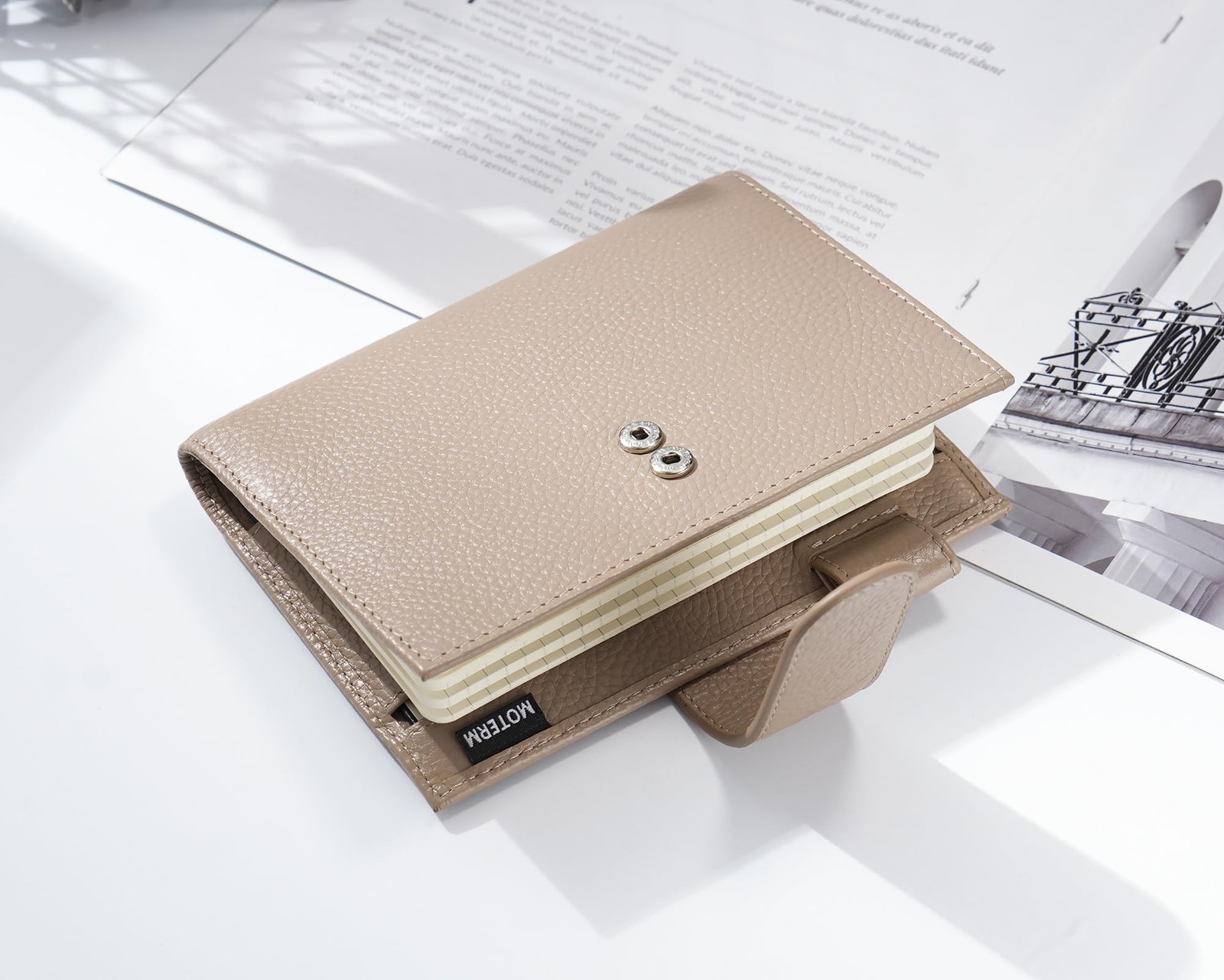 Moterm Leather Cover for Moleskine Pocket – Fits Pocket, Pebbled-taupe