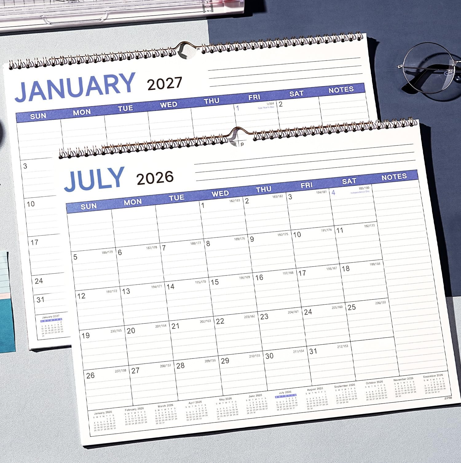 Calendar 2026-2027 – Wall from Jul. 2026 – Dec. Purple
