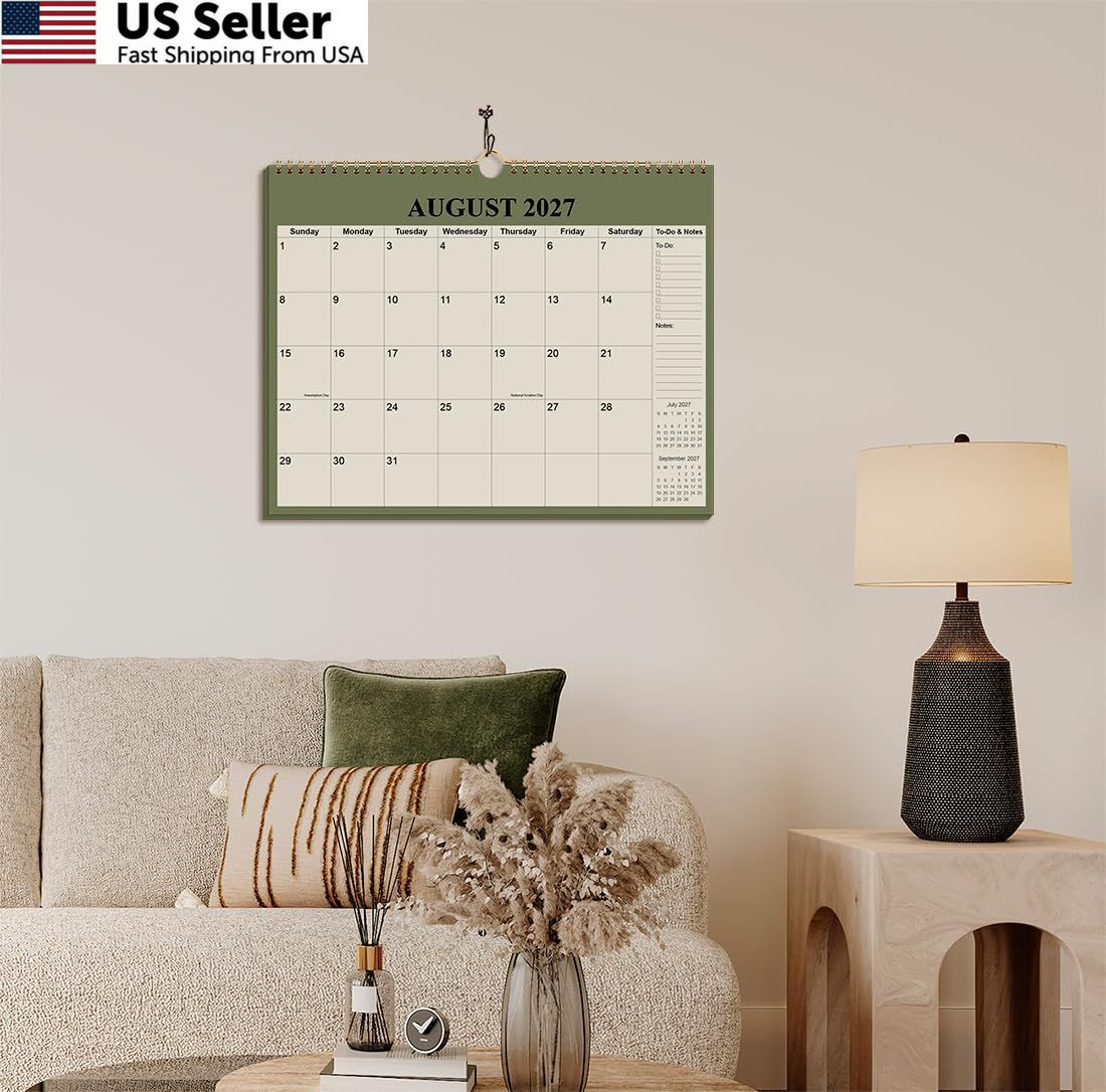 Calendar 2026-2027 – 18 Months Wall from July 2026 12″ x 14.5″, Cyan