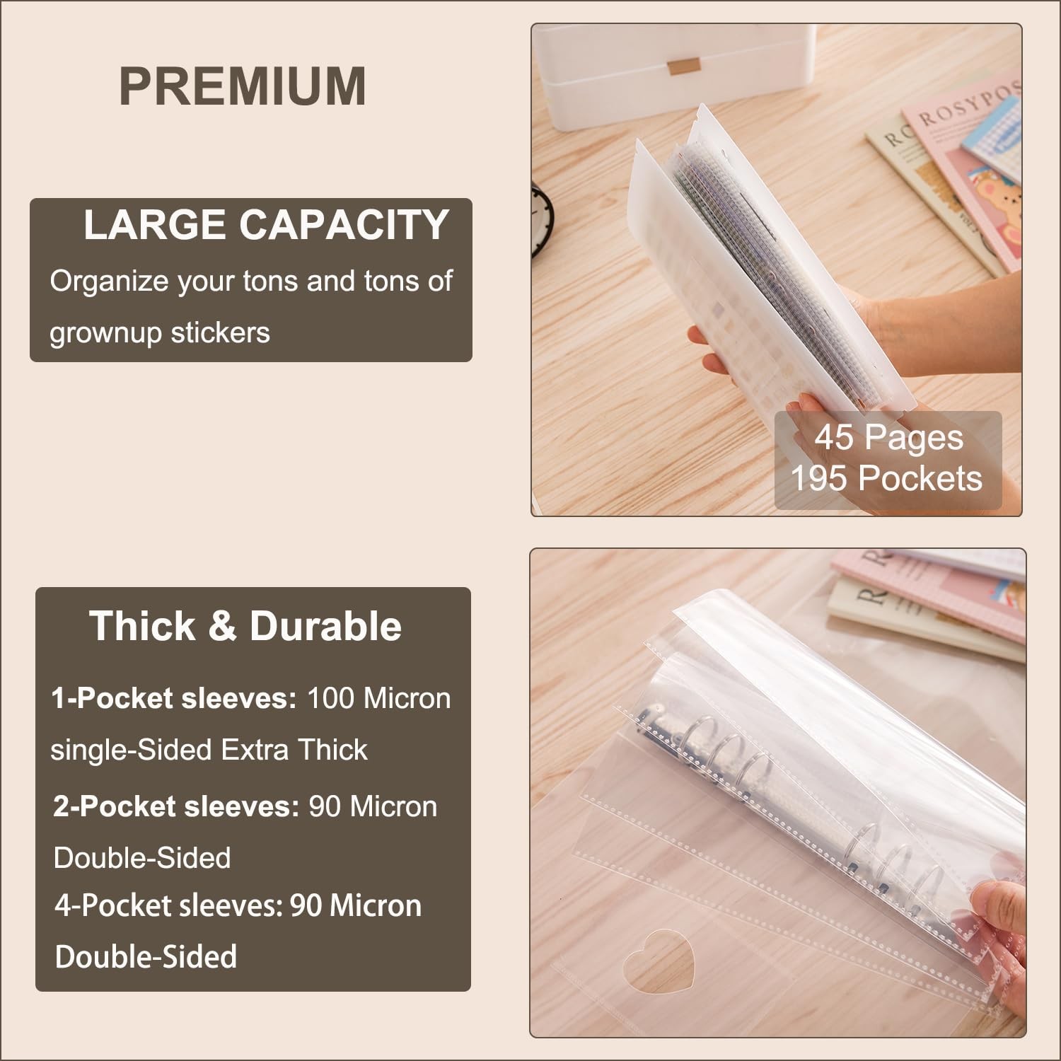 2pcs A5 Sticker Collecting Album,Sticker Organization Storage 2PCS-A5, white