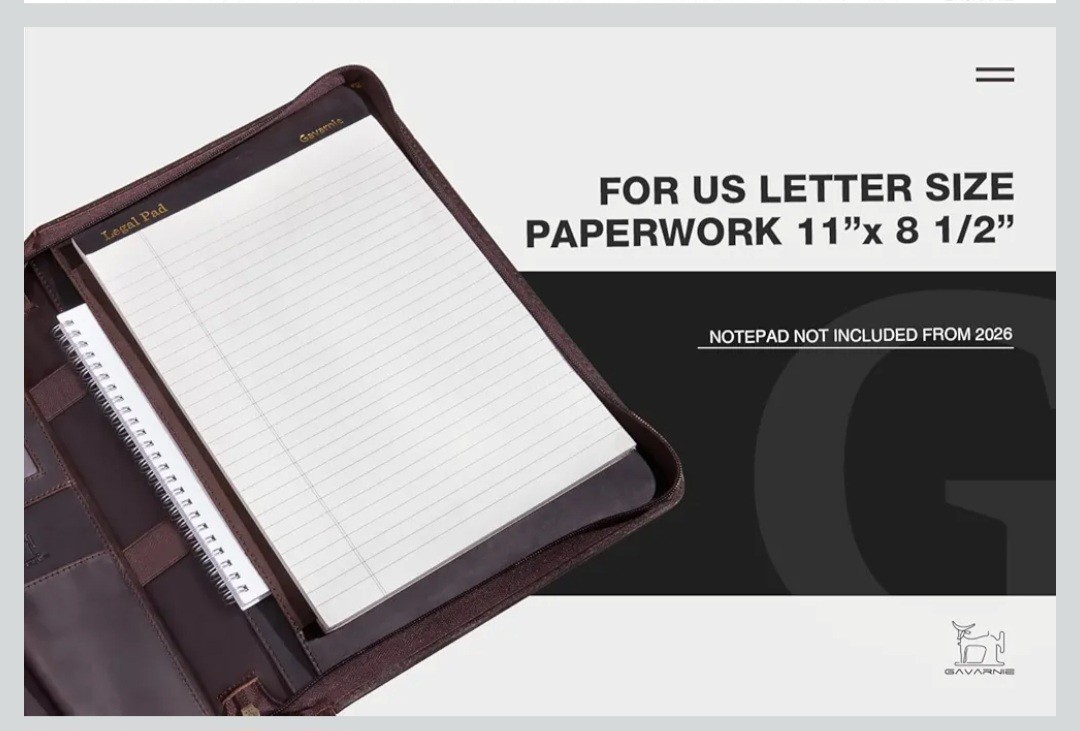 Genuine Leather Professioal Business Portfolio Padfolio Folder with Zipper