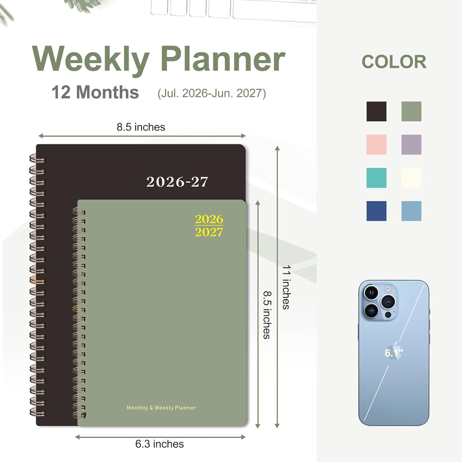 Planner 2026-2027, Weekly and Monthly Calendar Planner, JUL 2026 – JUN 2027 | A5