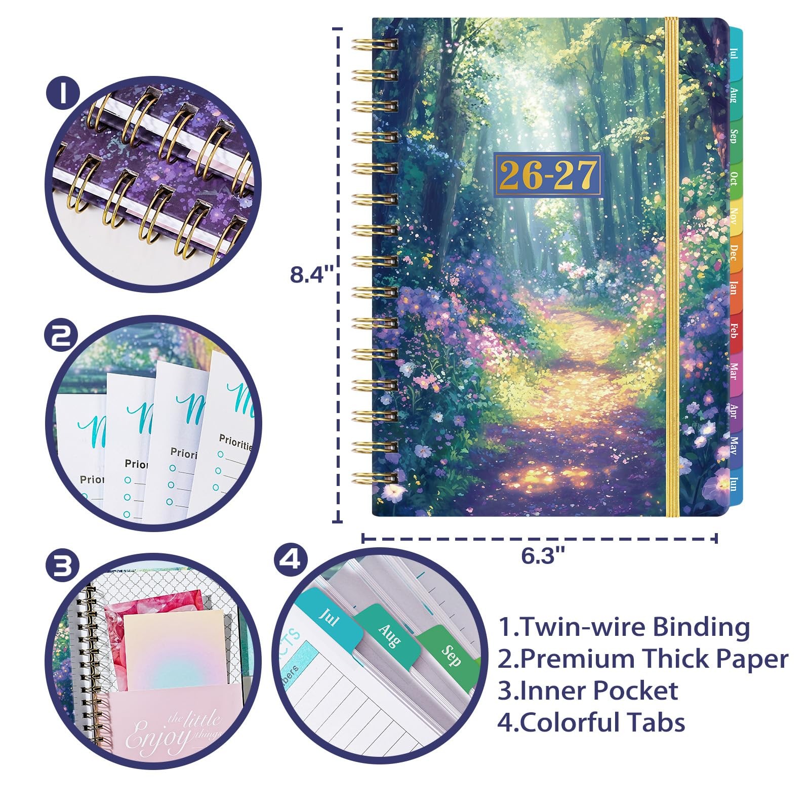 Academic Planner 2026-2027 from Jul.2026 – Jun.2027 8.5” X 6.4” Weekly Monthly