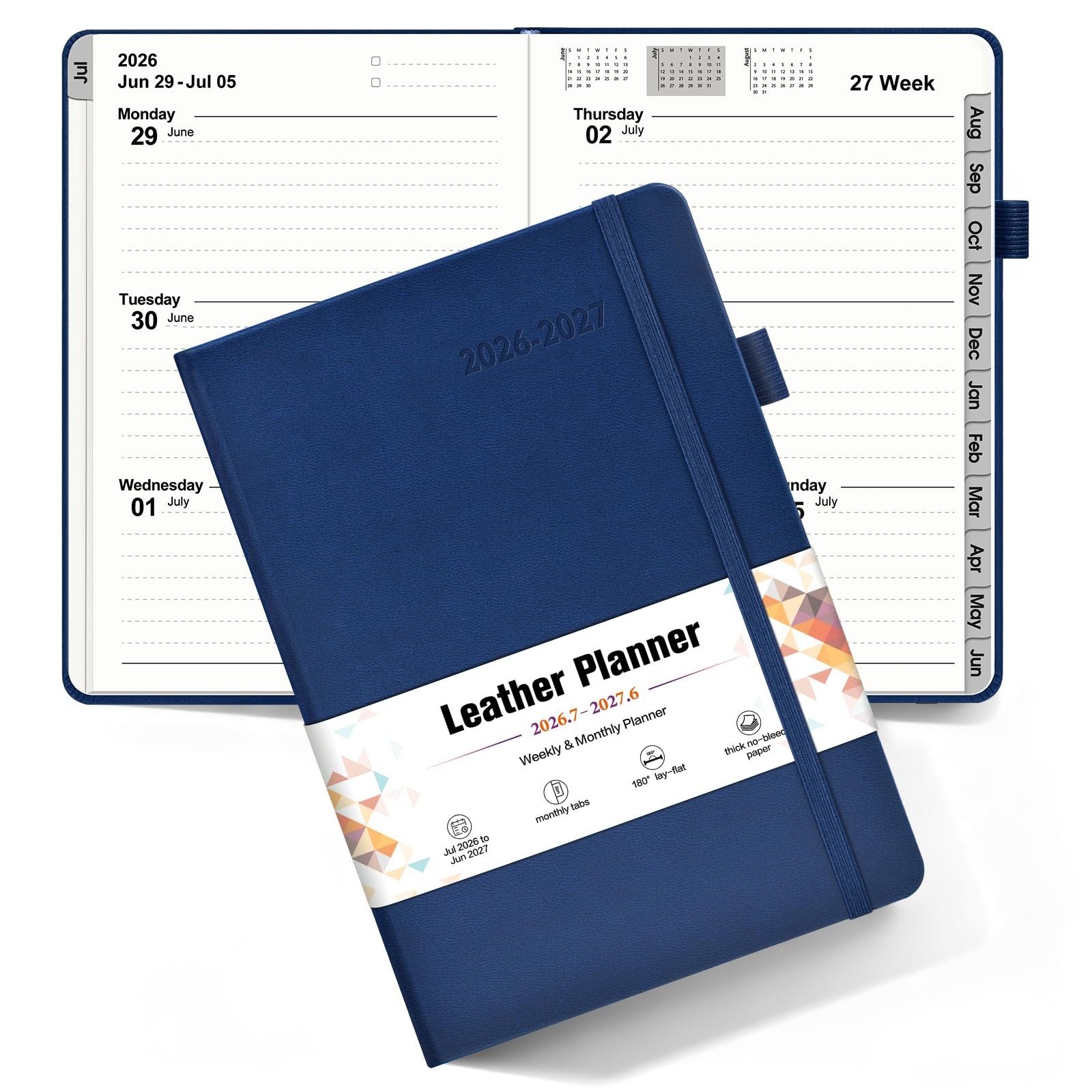 Planner 2026-2027, Academic Weekly and Monthly (Jul 2026 – Jun 2027), Navy