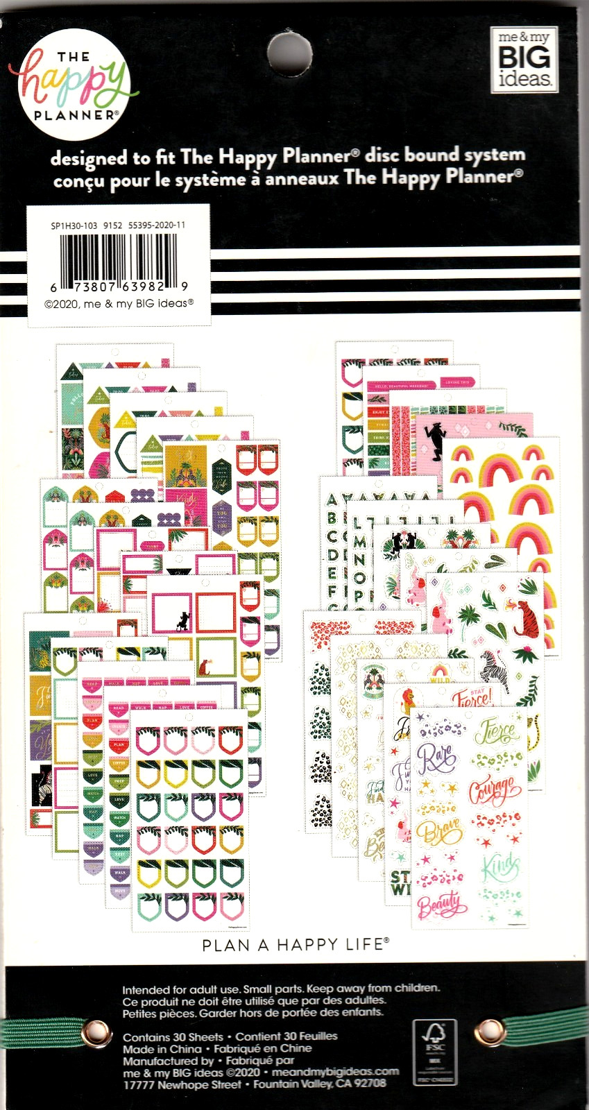 Happy Planner JUNGLE VIBES – MINI Sticker Book – 30 Pages – 941 Pieces – NEW