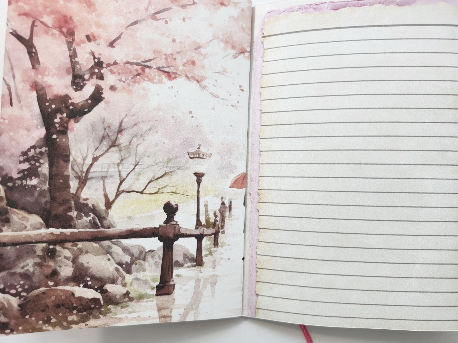 Junk Journal Blank Booklet “JAPANESE CHERRY BLOSSOMS” Handmade LG 8.5″x5.5″ 40pg