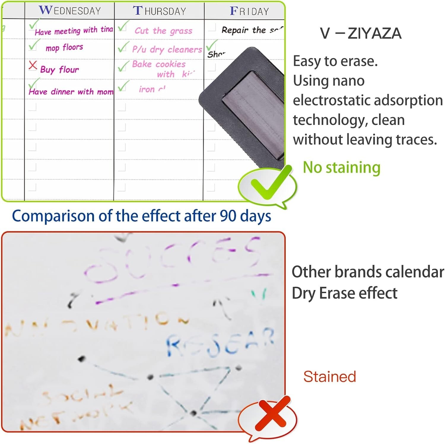 17″x12″, Magnetic Monthly Calendar, 4+2 Dry-Erase Markers, Magnetic Eraser