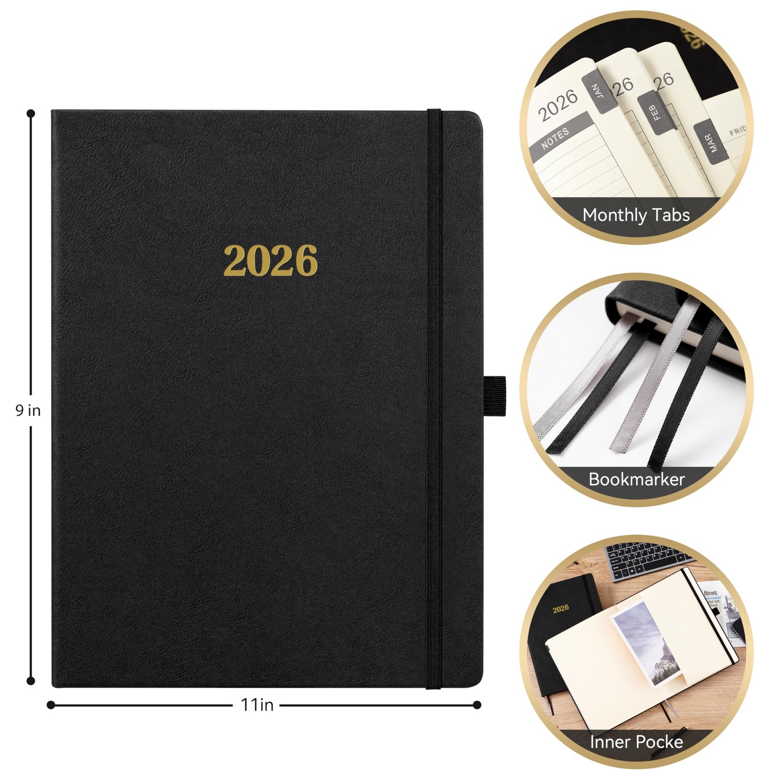 2026 Planner – Weekly and Monthly Planner 2026, Jan.2026 – Dec.2026, 9″ x 11