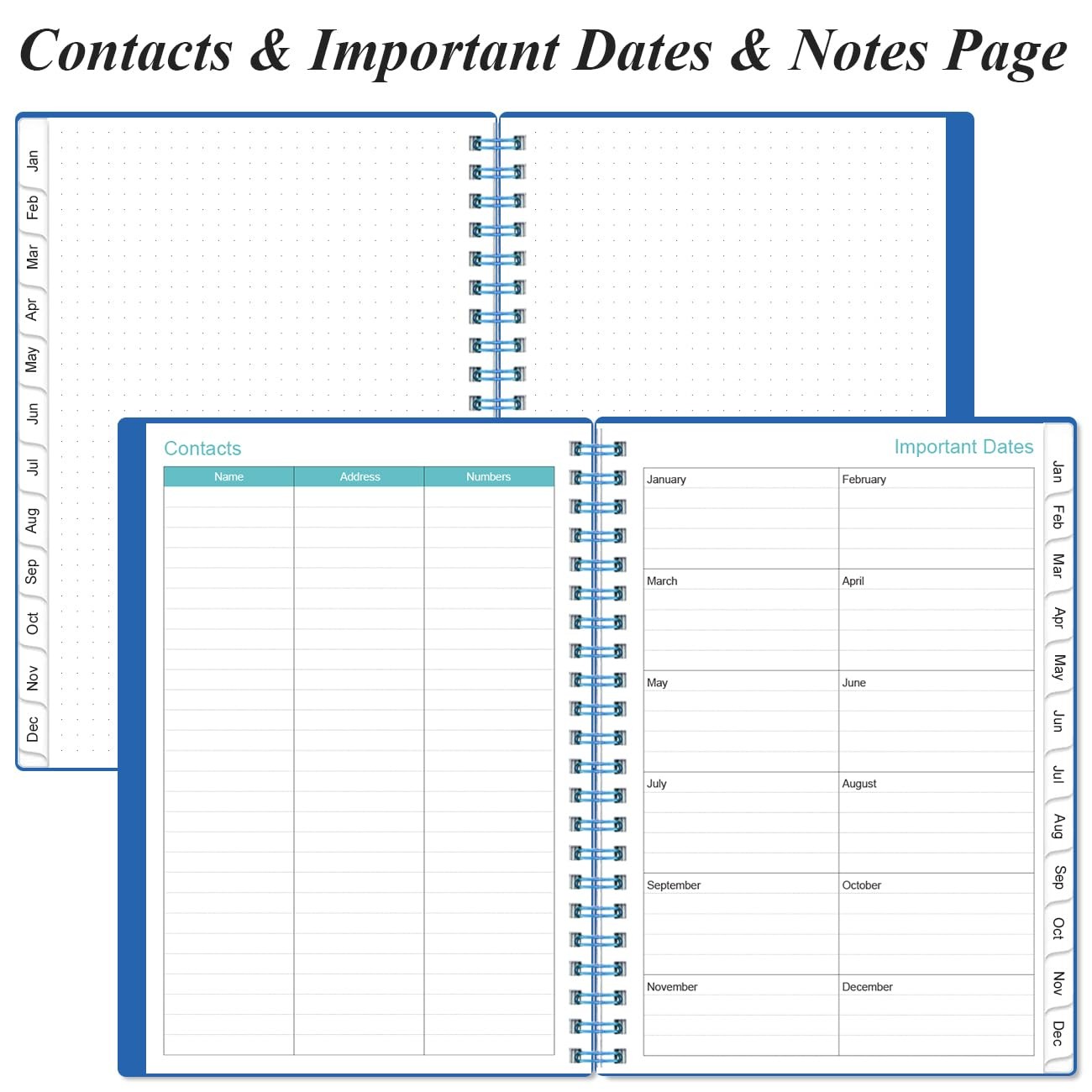 2026 Planner Weekly Monthly Academic 12 Month 6.4×8.5 Blue Flexible Cover Pocket