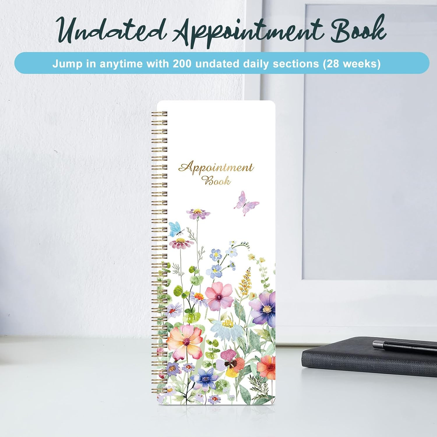 Salon Appointment Book – 11.5″ X 4.7″, 2 Columns, Undated, 6 AM – 9 PM, Professi