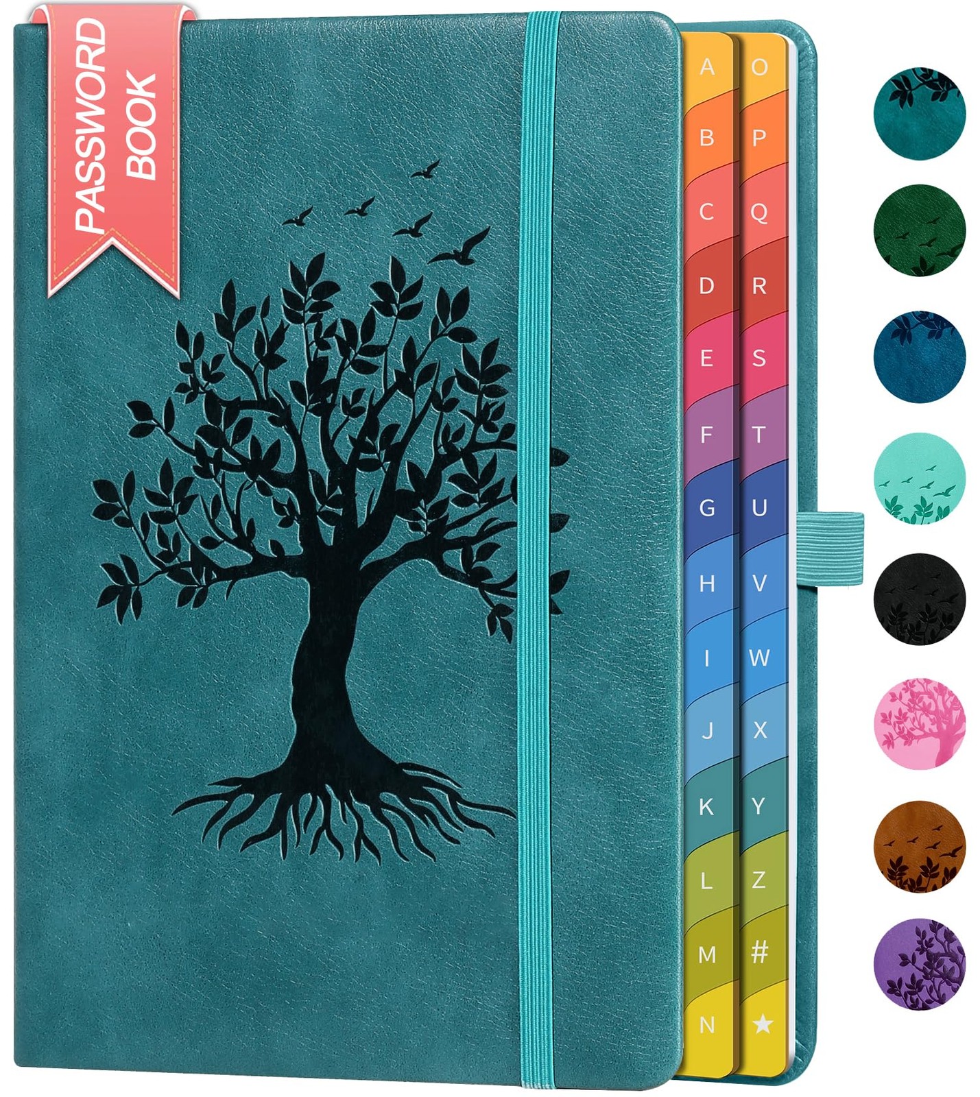 Password Book with Colorful Alphabetical Tabs, 8.4″ x 5.8″ Hardcover Password…