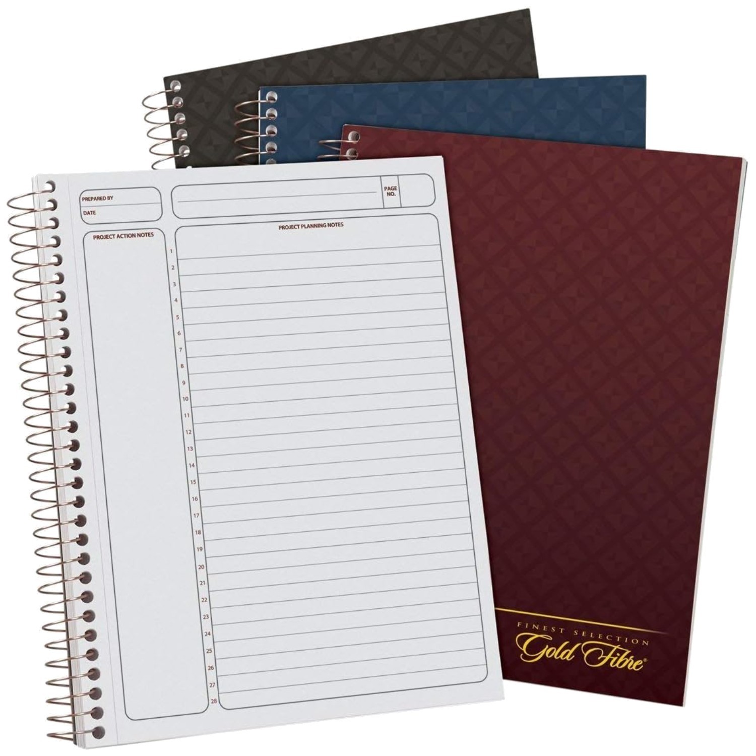 Gold Fibre Planner Notebook, 3-Pack, Assorted Colors