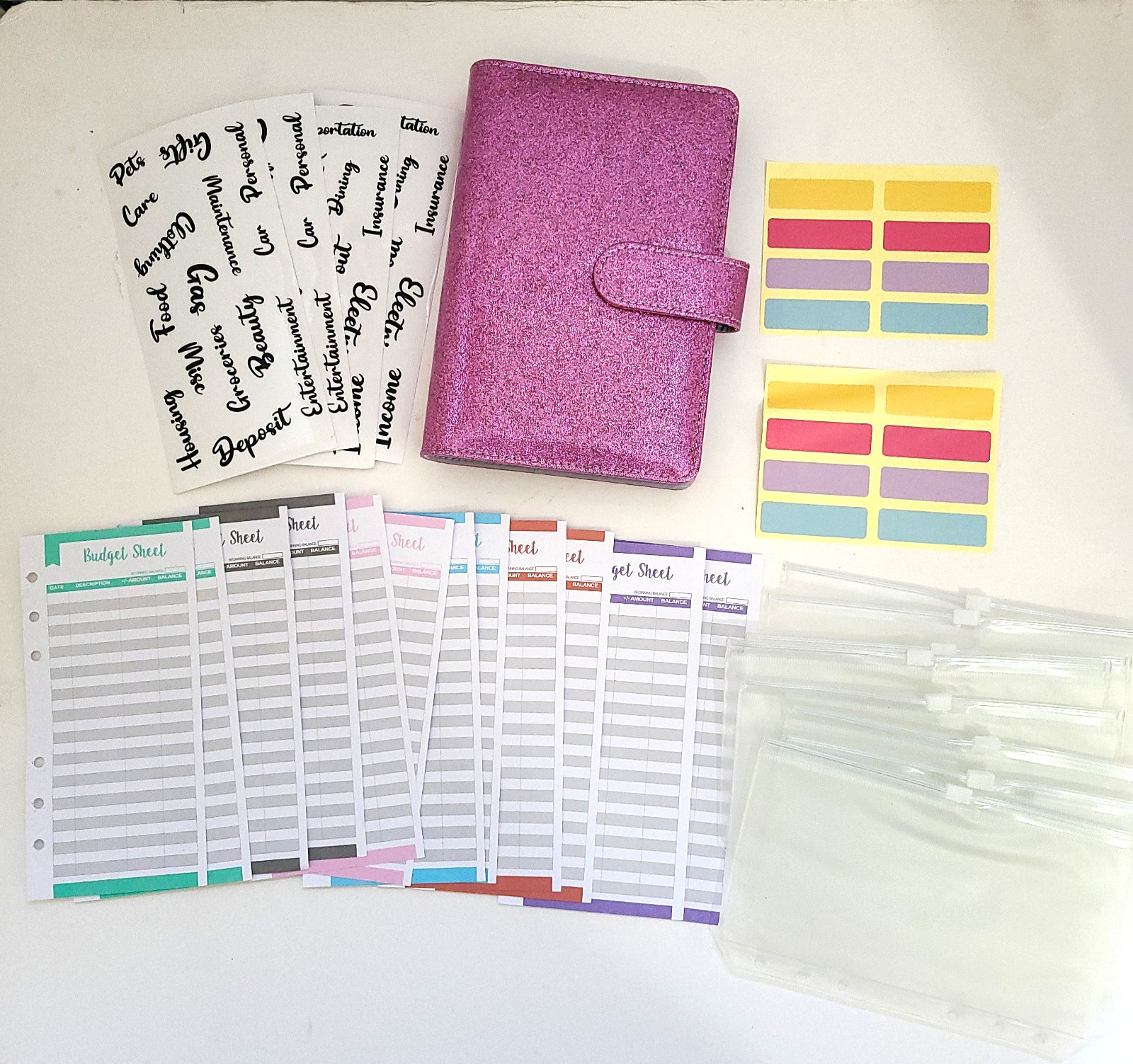 A6 Budget Binder with Zipper Cash Envelopes for Money Organizer and Budgeting PP
