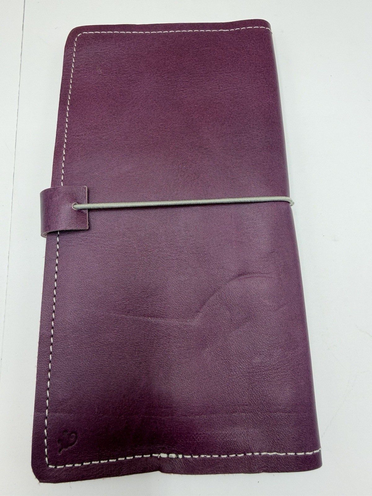 Handcrafted Personal Wide Traveler’s Notebook Purple Leather Silver Folio Cover