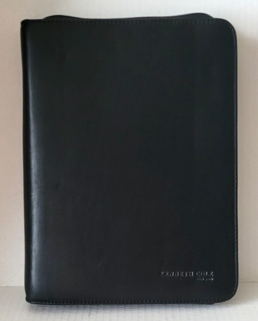 Kenneth Cole Black Faux Leather Planner Organizer Binder Zip Around 7 Rings