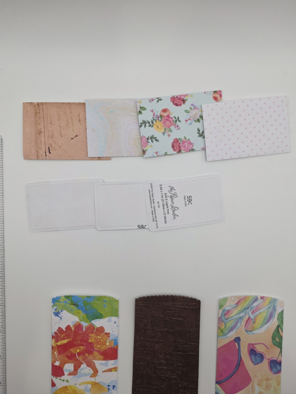 7 Handmade Scrapbook Paper Junk Journal Pockets | Mixed Ephemera Tuck Spot Lot