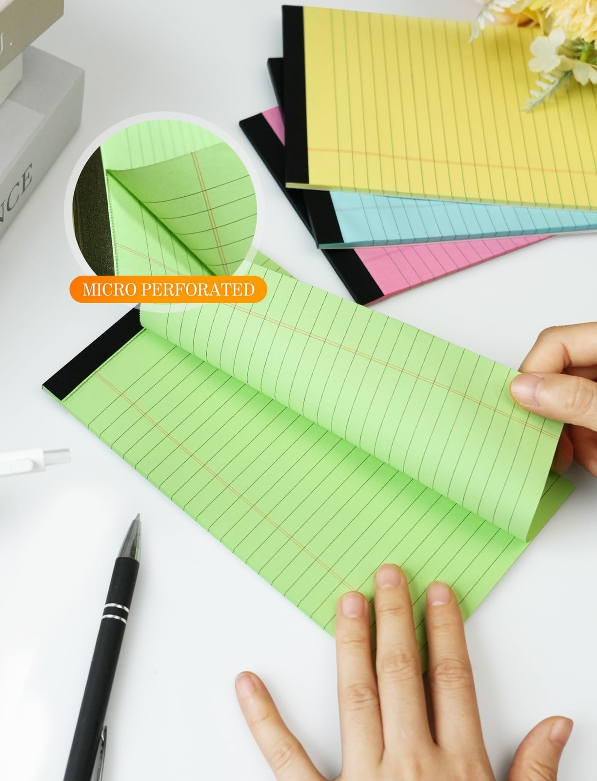 Zaviko Small Legal Pads 5×8 Colored Note Pads, 6 Pack Small Notepads for Work…