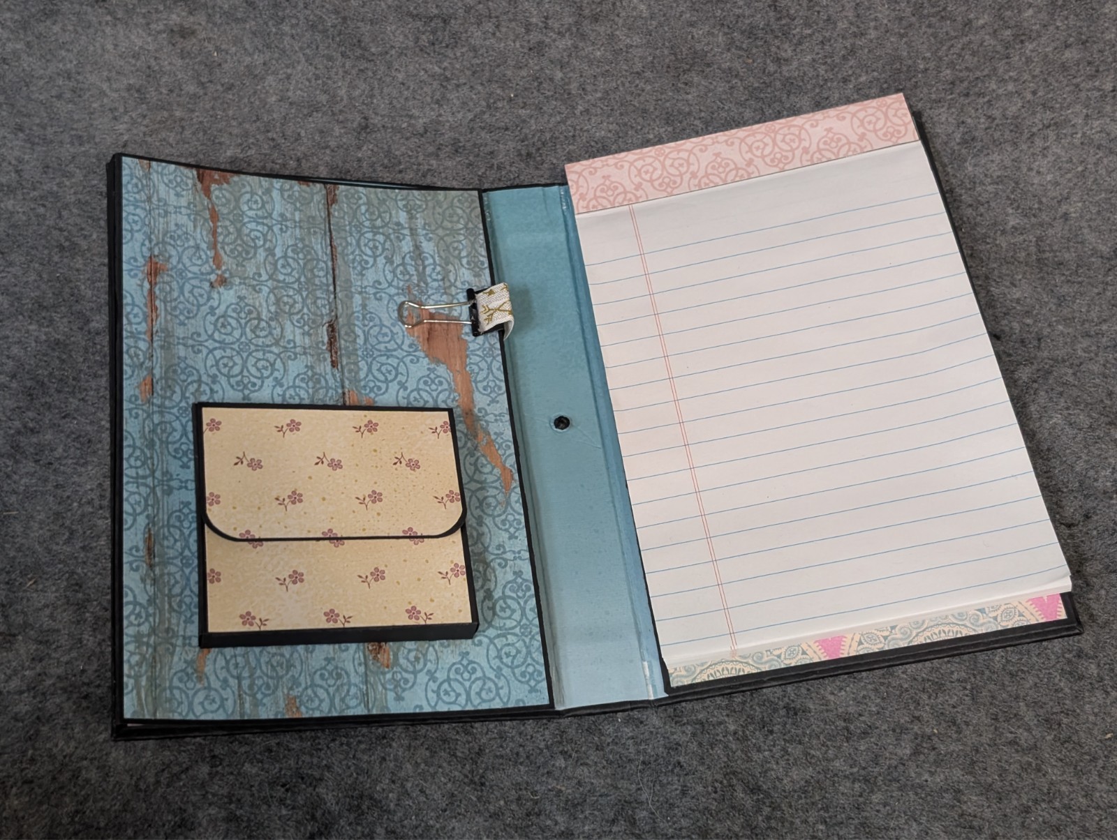 Handmade Paper Journal Flower print 4″x6″, Grocery List / Notepad Organizer