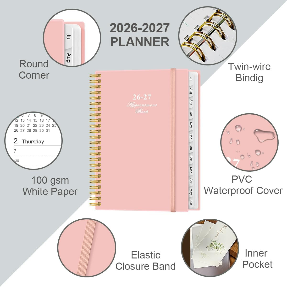 2026-2027 Appointment Book – 2026-2027 Daily Hourly Planner from July 2026 – Jun