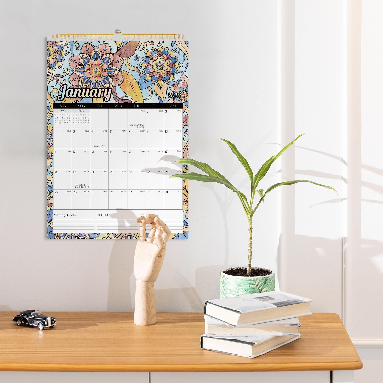 Ospelelf Wall Calendar 2026 – 2027 12” x 17”, Floral(Jan.2026 – Jun.2027)