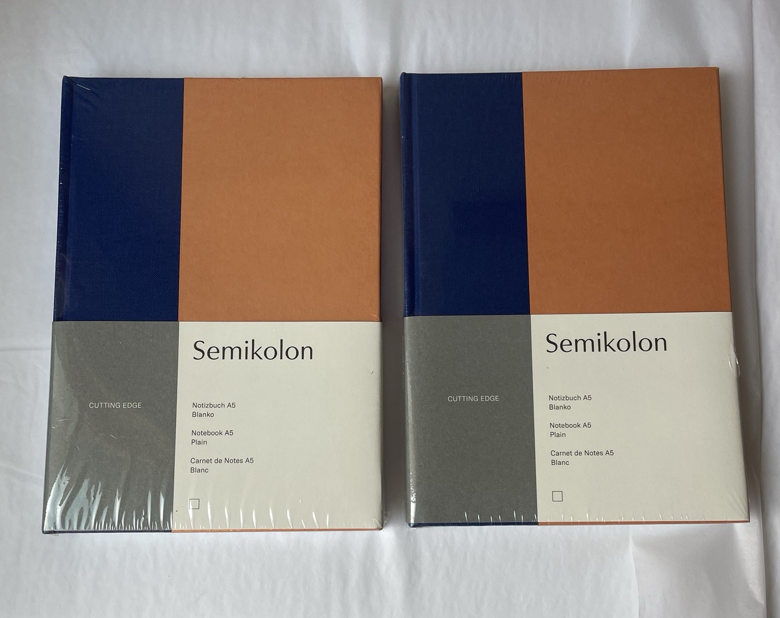 NEW Set of 2 (BLANK) Journal Notebooks By Semikolon Blue/Peach Colors A5