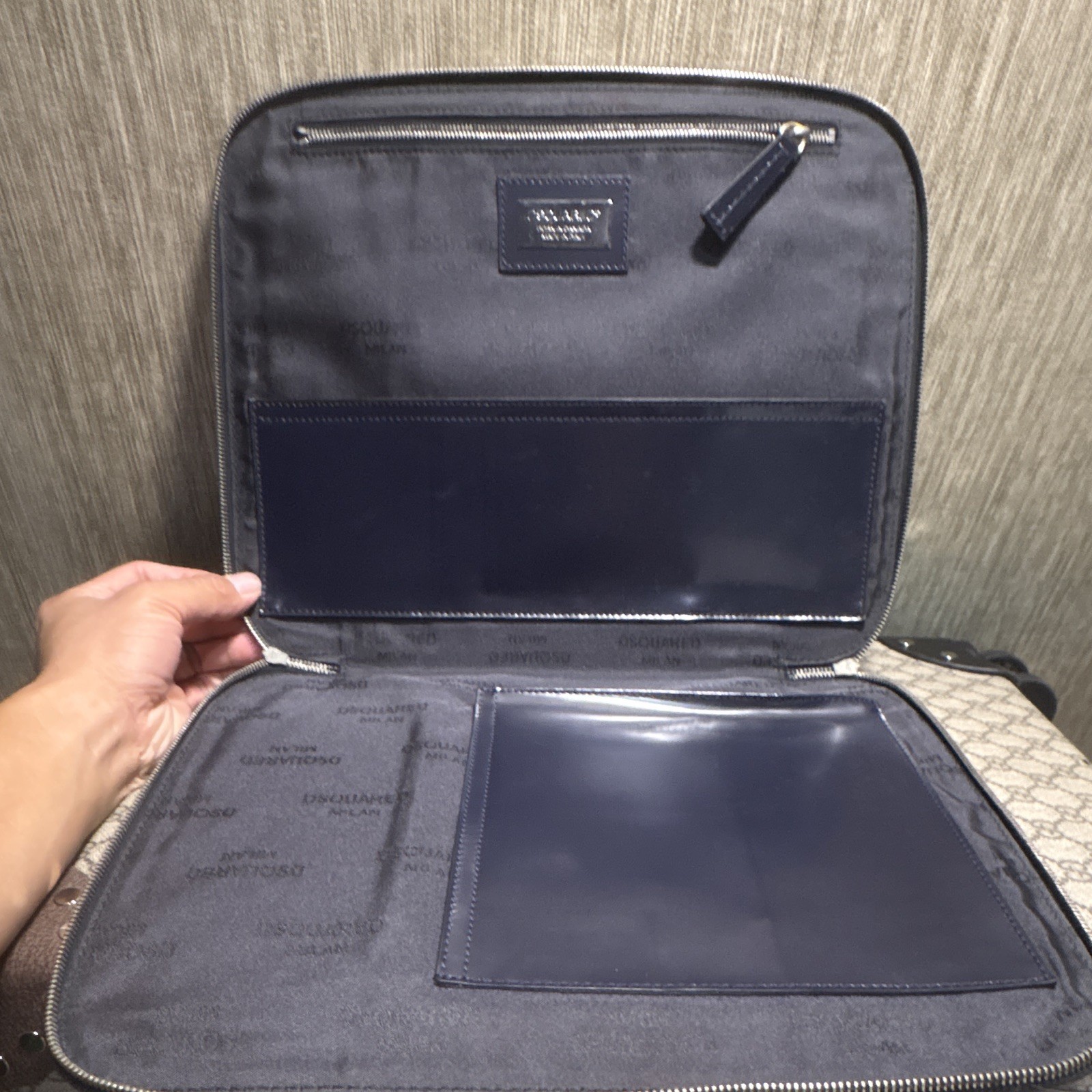 DSQUARED2 Black Zip-Around Portfolio Organizer Case with Document Pockets