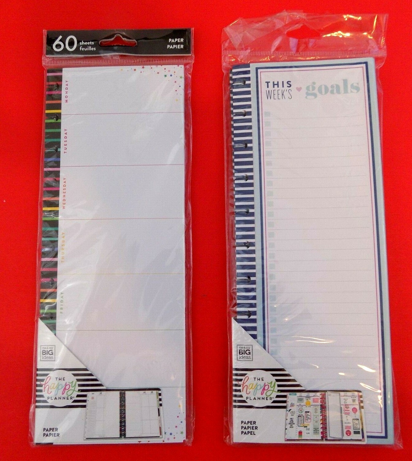 Lot Of 2~The Happy Planner~Weekly Stripe & This Week’s Goals~Filler Paper~New