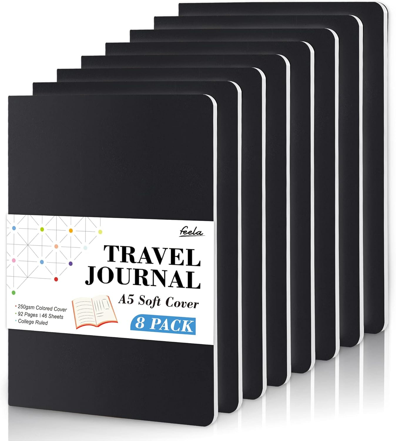 8 Pack Soft Cover Journal Bulk, Notebooks College Ruled for Work, Lined Travel
