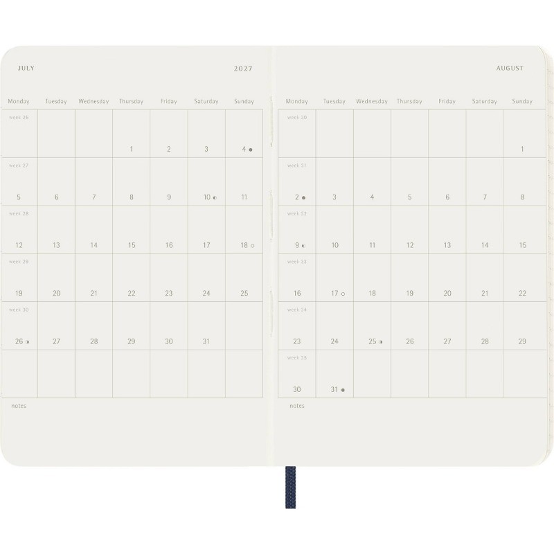 Moleskine 2026-27 Weekly Planner Large 5″x8.25″ Sea Blue Softcover 18MO