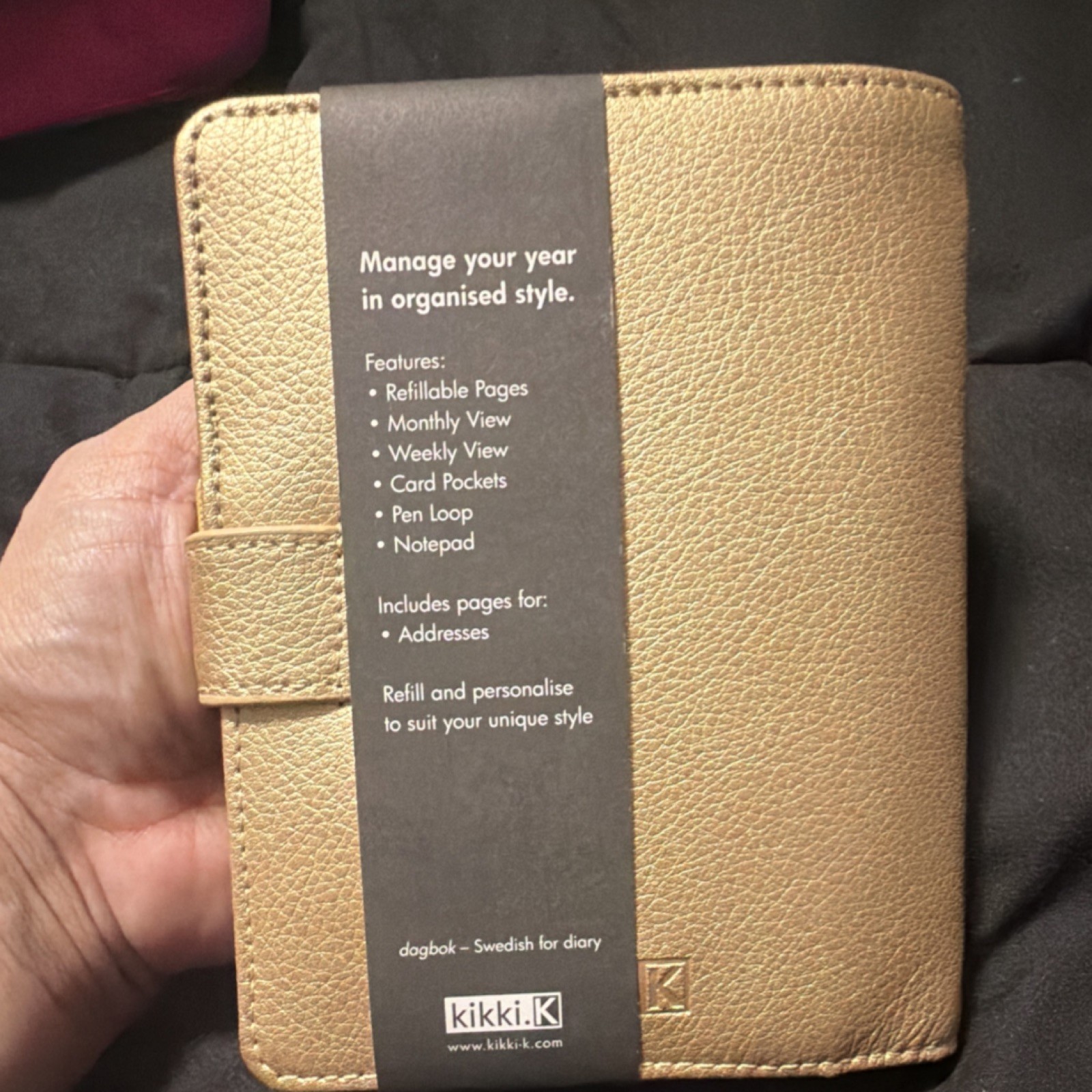 kikki.K Gold Weekly Monthly Refillable Organizer Planner with Card Pockets