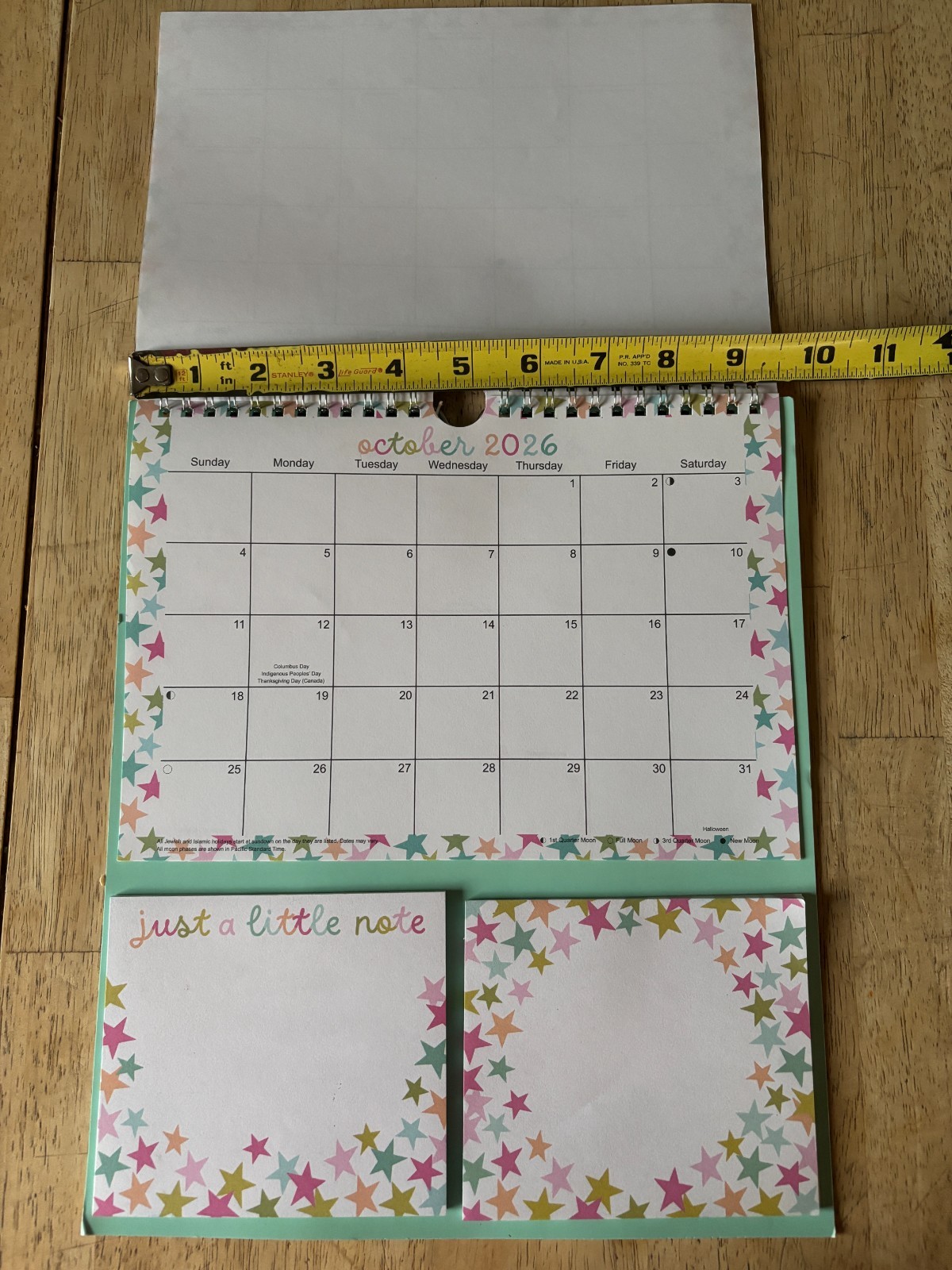 Spiral-Bound Planner Calendar Set – 2026 -w/ Note Pads – Star Theme
